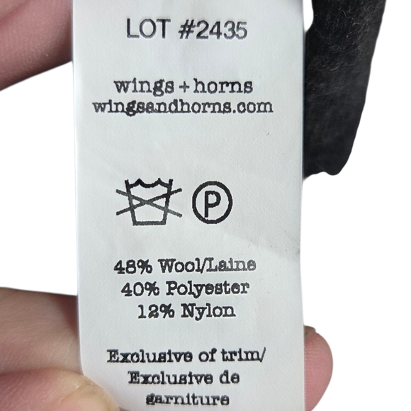 Wings + Horns Wool Blend Black Full Zip Hoodie Size Med - Picture 5 of 6